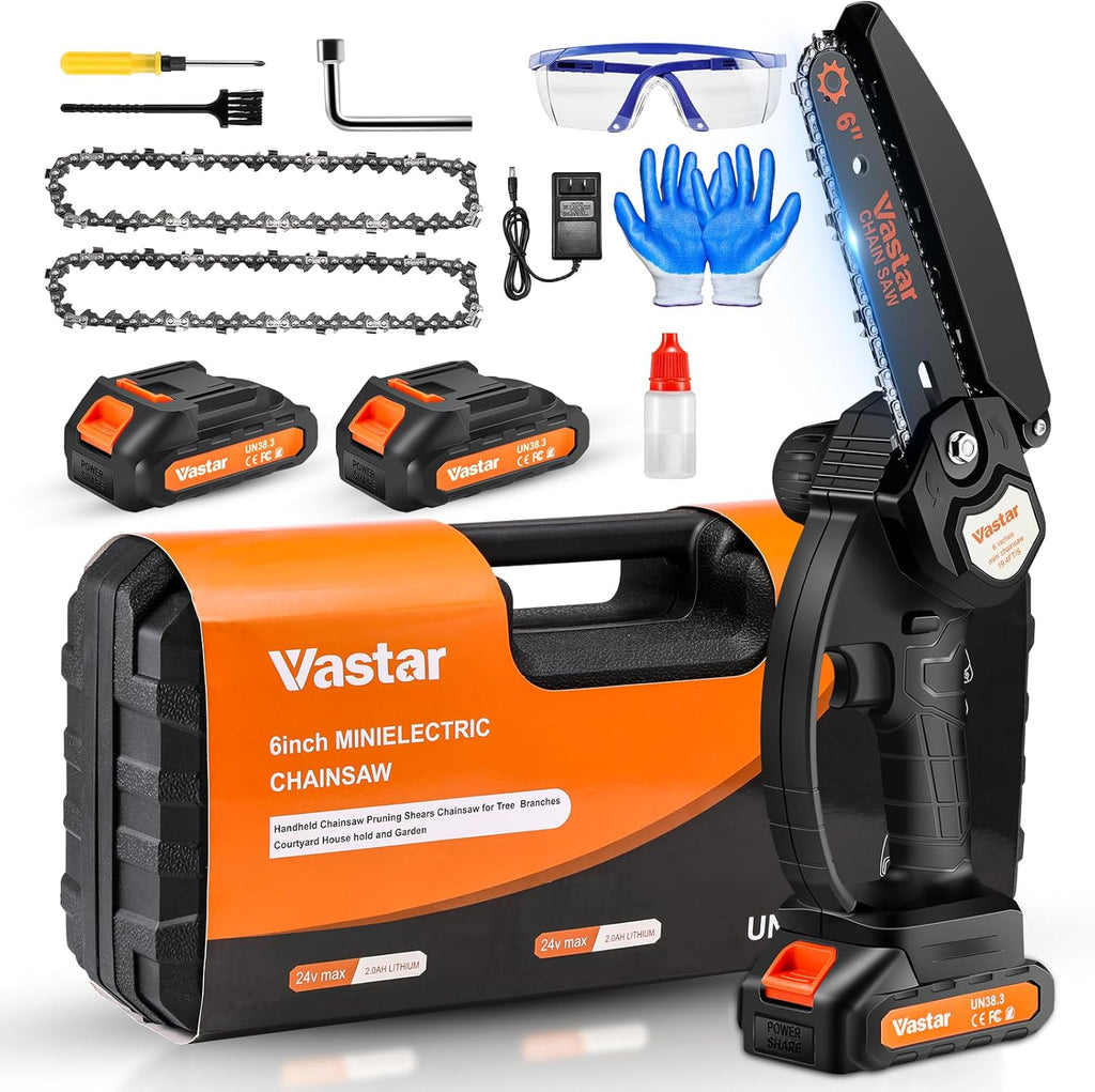 6inch Cordless Electric Chainsaw with 2 Batteries H21672