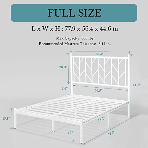 Queen Size Metal Platform Bed Frame with Headboard, Black N514814