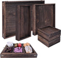 Set of 7 Rectangular Wooden Nesting Serving Trays with Handles B927