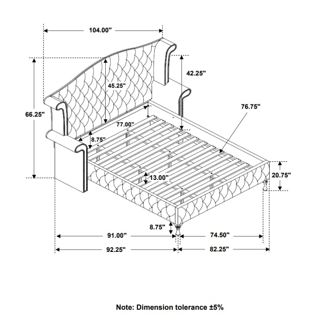 Grey Tufted Upholstered Eastern King Bed E494502