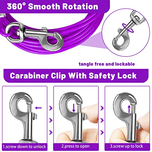 Purple 30FT Steel Wire Dog Tie Out Cable H598