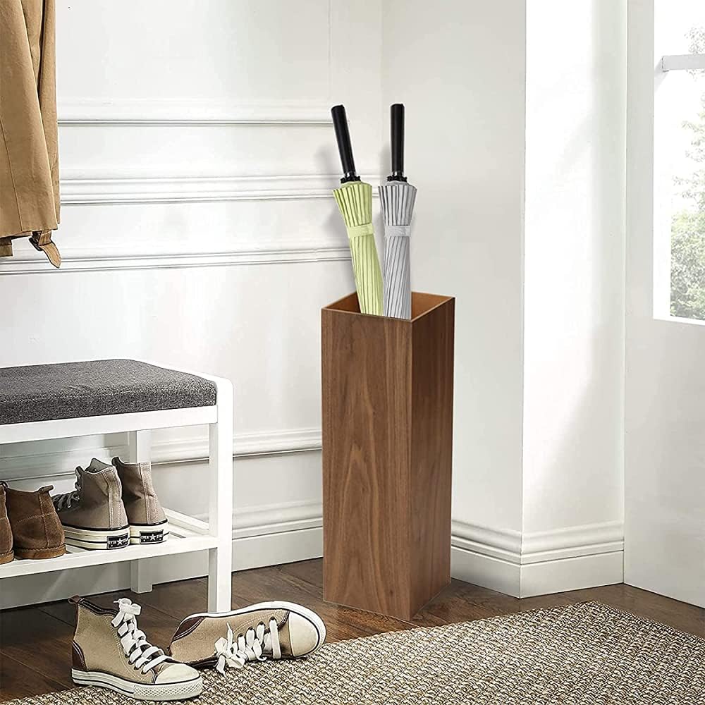 Walnut Wood Umbrella Stand with Drip Tray X273