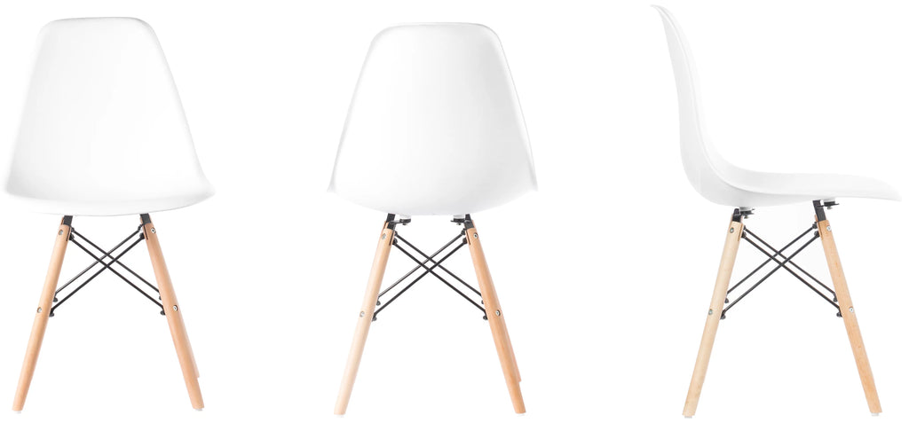 White Plastic Dining Chair with Solid Beech Wood Legs B922