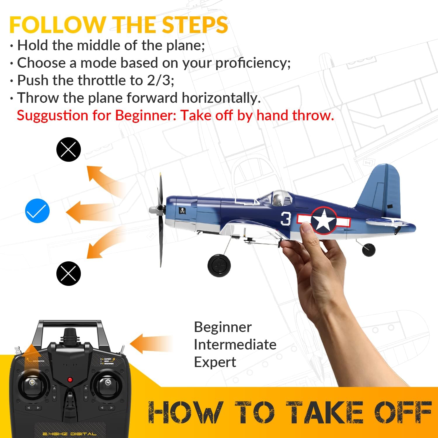 RC Plane 4CH RC Airplane Ready to Fly with Upgraded Canopy I72965