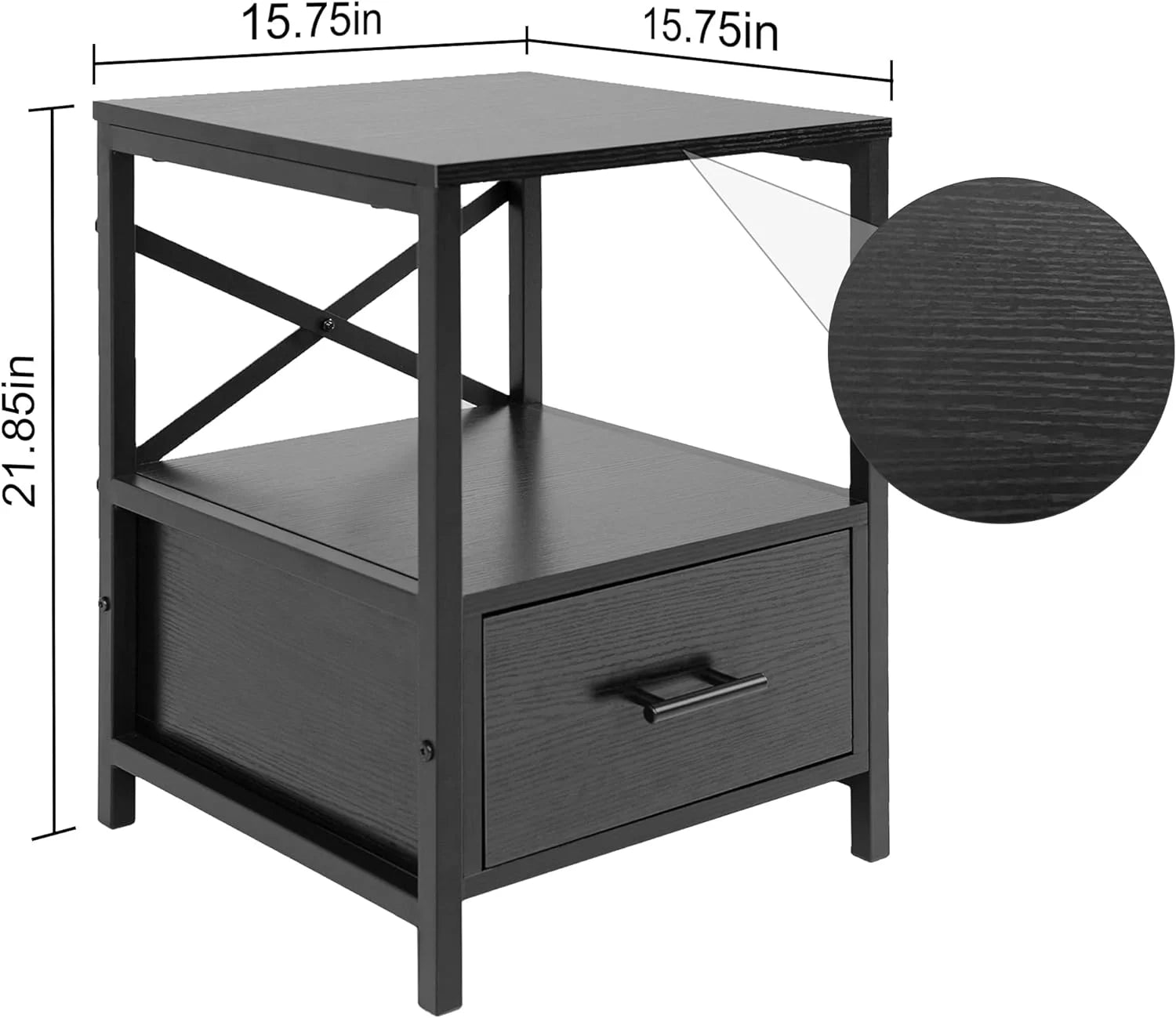 Black End Tables With Drawer H8008