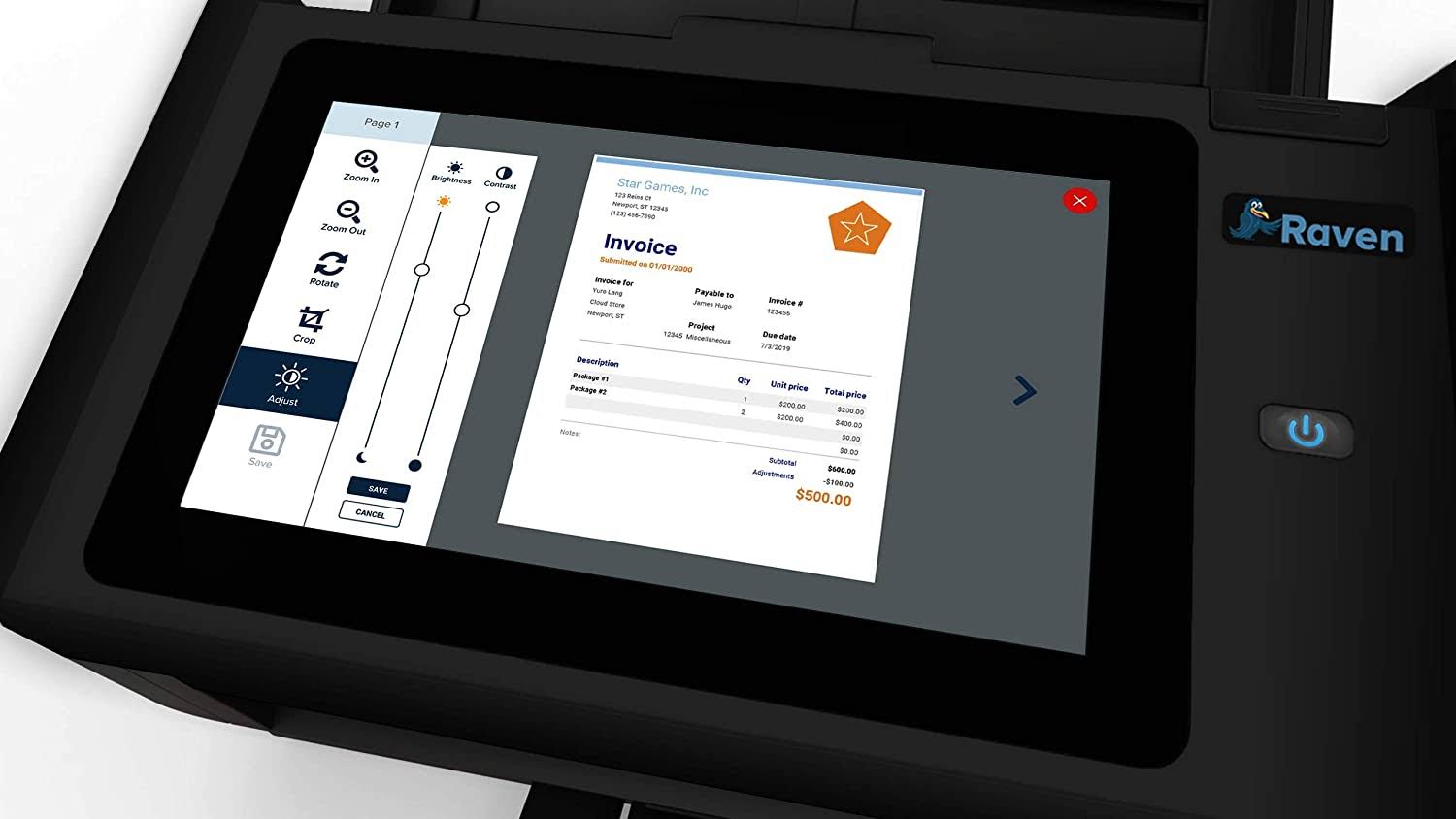 Raven Pro Document Scanner with Touchscreen, Color Duplex Feeder, Wireless, Wifi, Ethernet, USB X124523