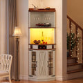 72" Tall White Corner Bar Cabinet with Glass Door B7432
