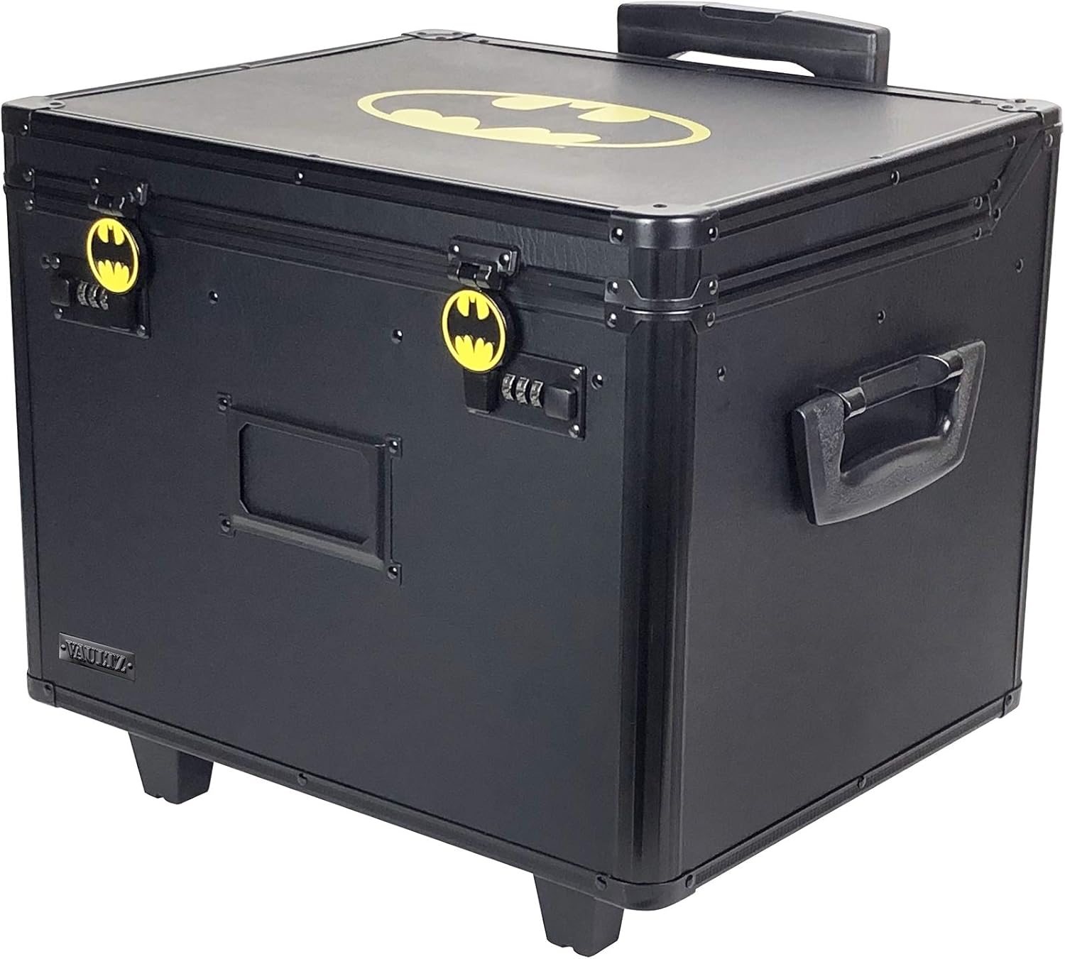 Portable File Box with Handle - 15 x 14 x 17 Inch Lock Box with Wheels - Double Combination Locking Cabinet - Tactical Black P633