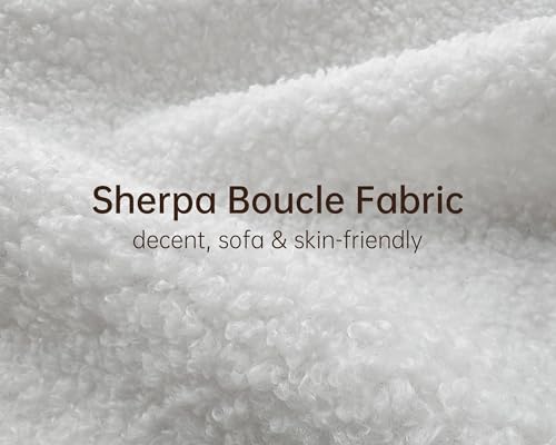 White 3 Seater Sherpa Boucle Sofa with Wood Legs A12741