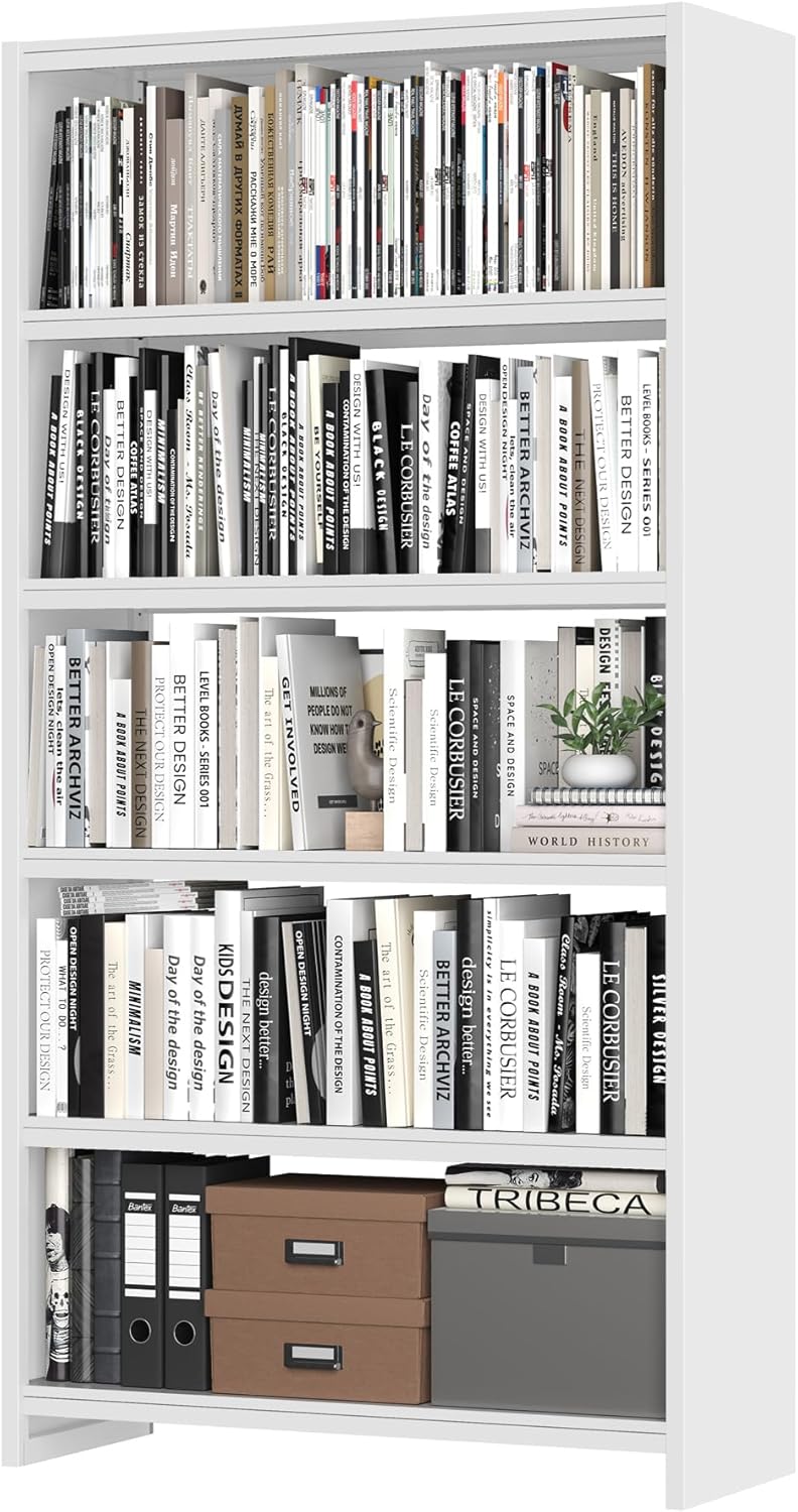 White 5 Tier Metal Bookcase G76952
