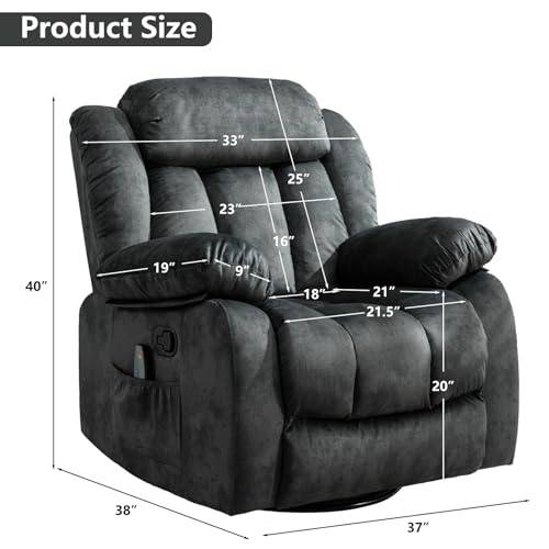 Grey Fabric Manual Swivel Rocker Recliner Chair M172300