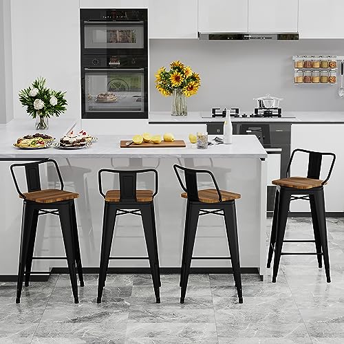 30 Inch Set of 4 Swivel Counter Height Metal Bar Stools Q2021