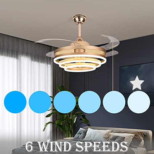 42" Ceiling Fan Chandelier Light with Remote Control 4 Retractable ABS Blades U85196