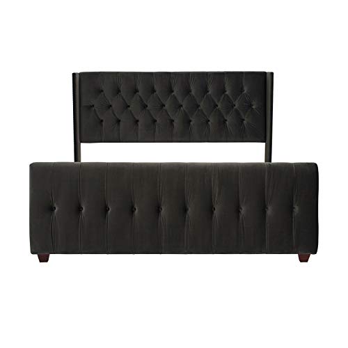 Silver Gray Queen Size Upholstered Bed Frame W62225