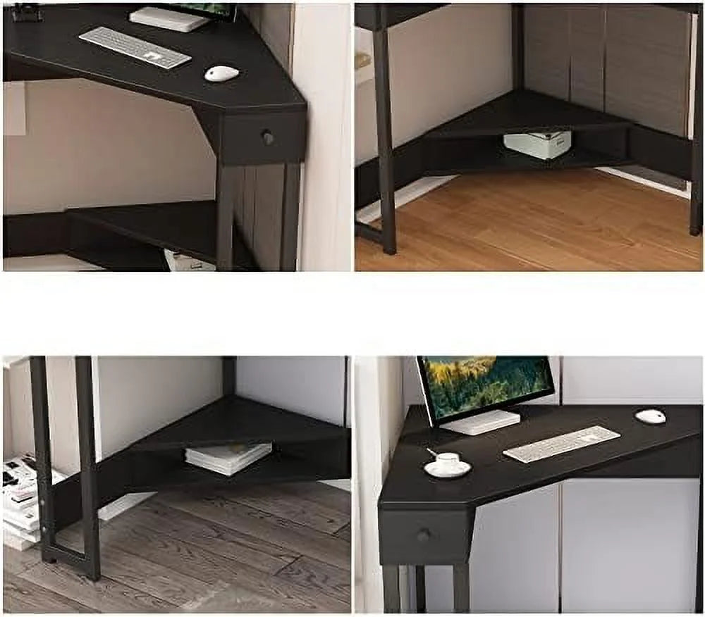 31.5 Inch Triangle Corner Desk with Drawer F55381