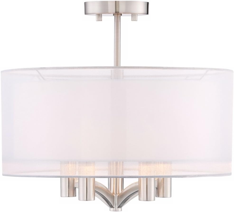 Brushed Nickel 18" Wide 5-Light Semi Flush Mount Ceiling Light E863