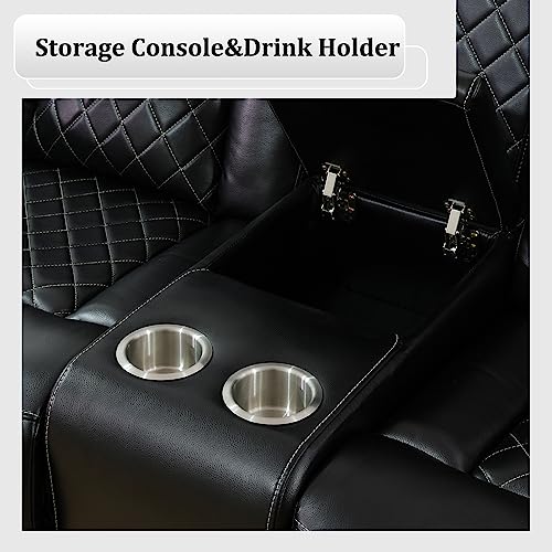 Black 6 Seat Power Reclining Sectional Sofa with LED Light K131