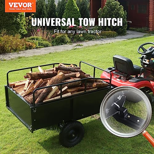 Heavy Duty Steel ATV Dump Cart, 750 lbs, 15 Cubic Feet Garden Utility with Removable Sides U9496