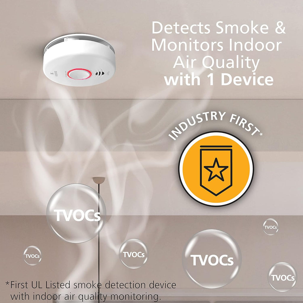 Smart Smoke & Carbon Monoxide Detector with Indoor Air Quality Monitor, Hardwired w/Battery Backup S22542