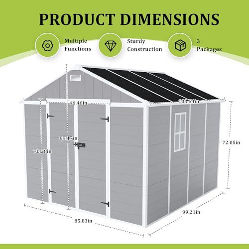 Gray 8x8 FT Outdoor Resin Storage Shed I29384