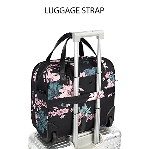Rolling Laptop Bag with Wheel, 30L Roller Computer Bag, Floral P501