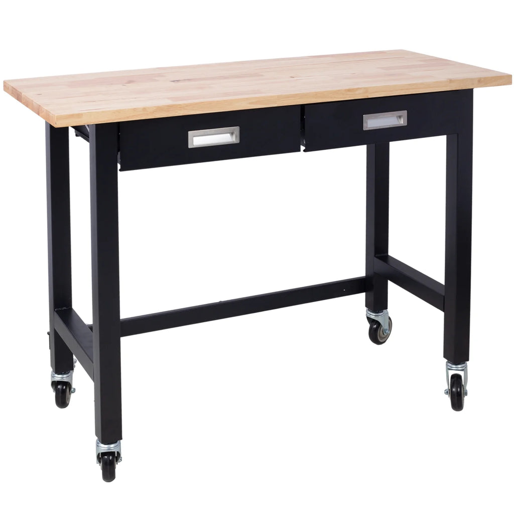 48in Adjustable Bamboo Wood Work Bench with Drawer Storage J281578
