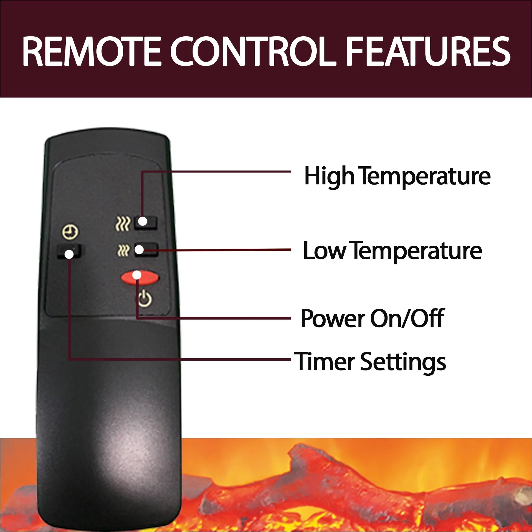 27-In. Freestanding Electric Fireplace Heater Insert with Remote Control J1212