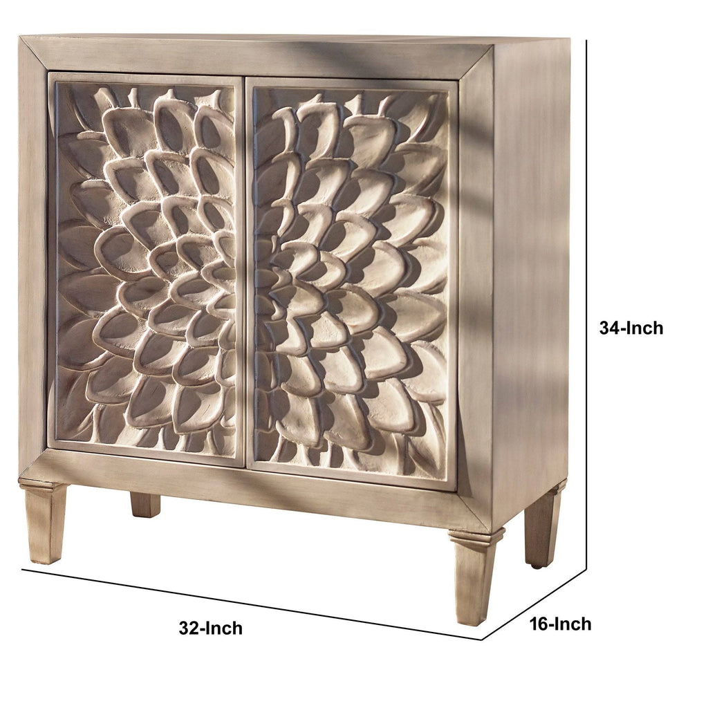 Distressed Brown 2 Door Wooden Accent Cabinet Q275