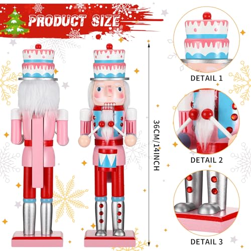 3 Pcs Pink Wooden Nutcracker Figures O675