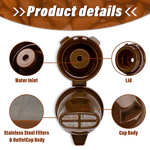 Single Serving Ground Coffee Brew Filter Holder Basket Reusable Coffee Filter Brown D996402