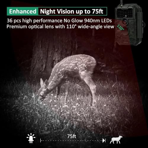 Trail Camera WiFi 48MP 1296P No Glow Night Vision Motion Activated Waterproof Camo A202365