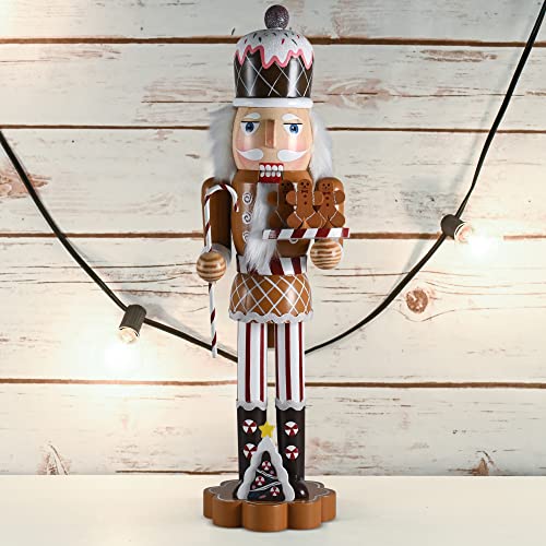 Wooden Nutcracker Candy Man with Candy Cane and Gingerbread Cookies U60527