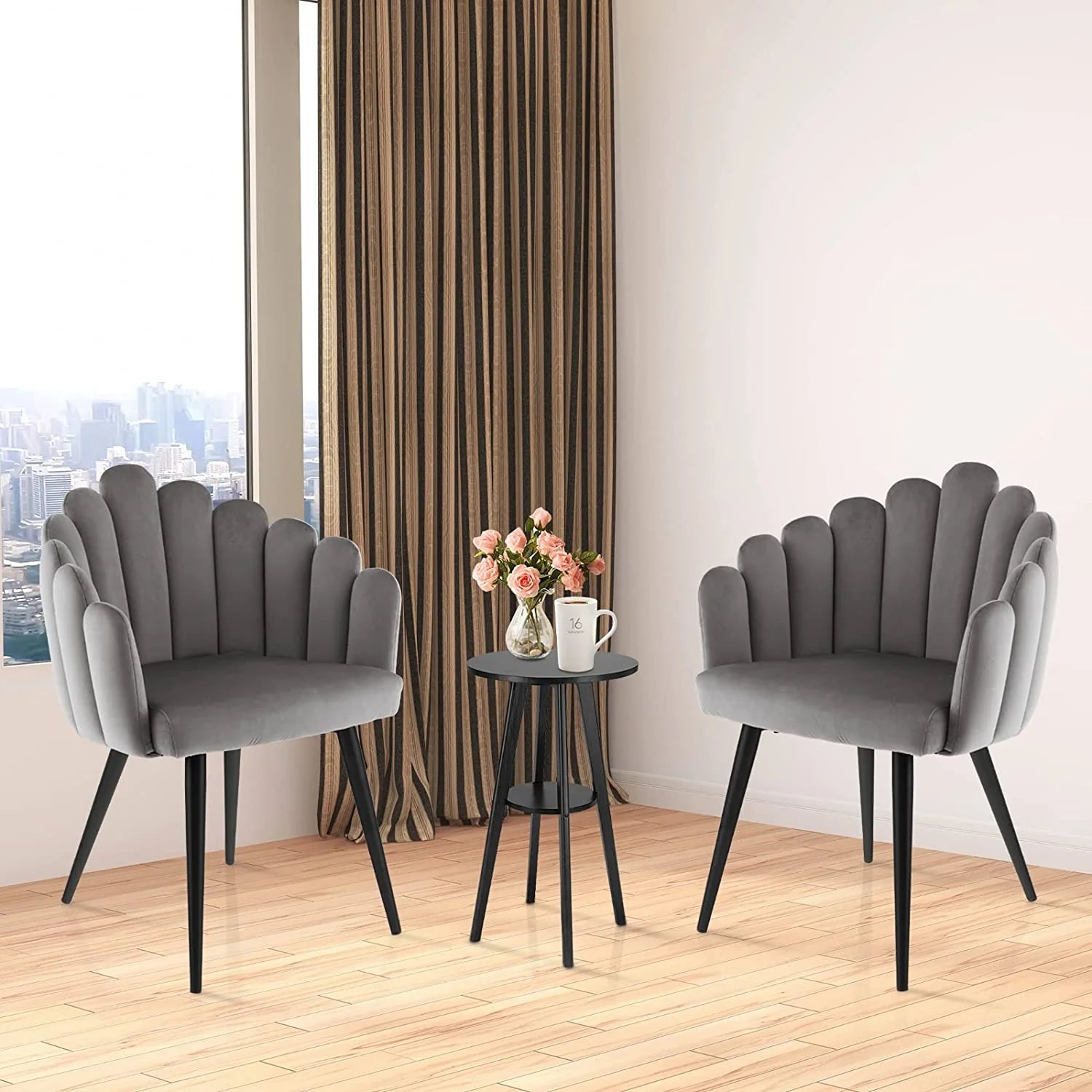 Gray Velvet Accent Dining Chair D801397