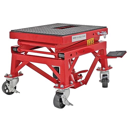 Red Hydraulic Motorcycle Lift Table, 300 lbs. Weight Capacity K252