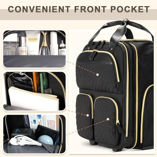 Black Gold Underseat Carry On Luggage with Wheels M531