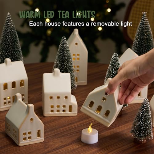 23 Pcs Christmas Village Set with Remote LED Tea Lights Q3619