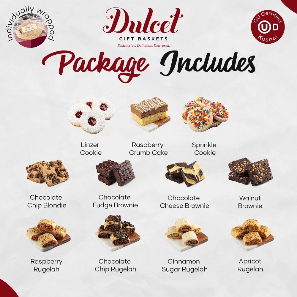 Assorted cookies gift basket with chocolate brownies, rugelach and crumb cake Z722216