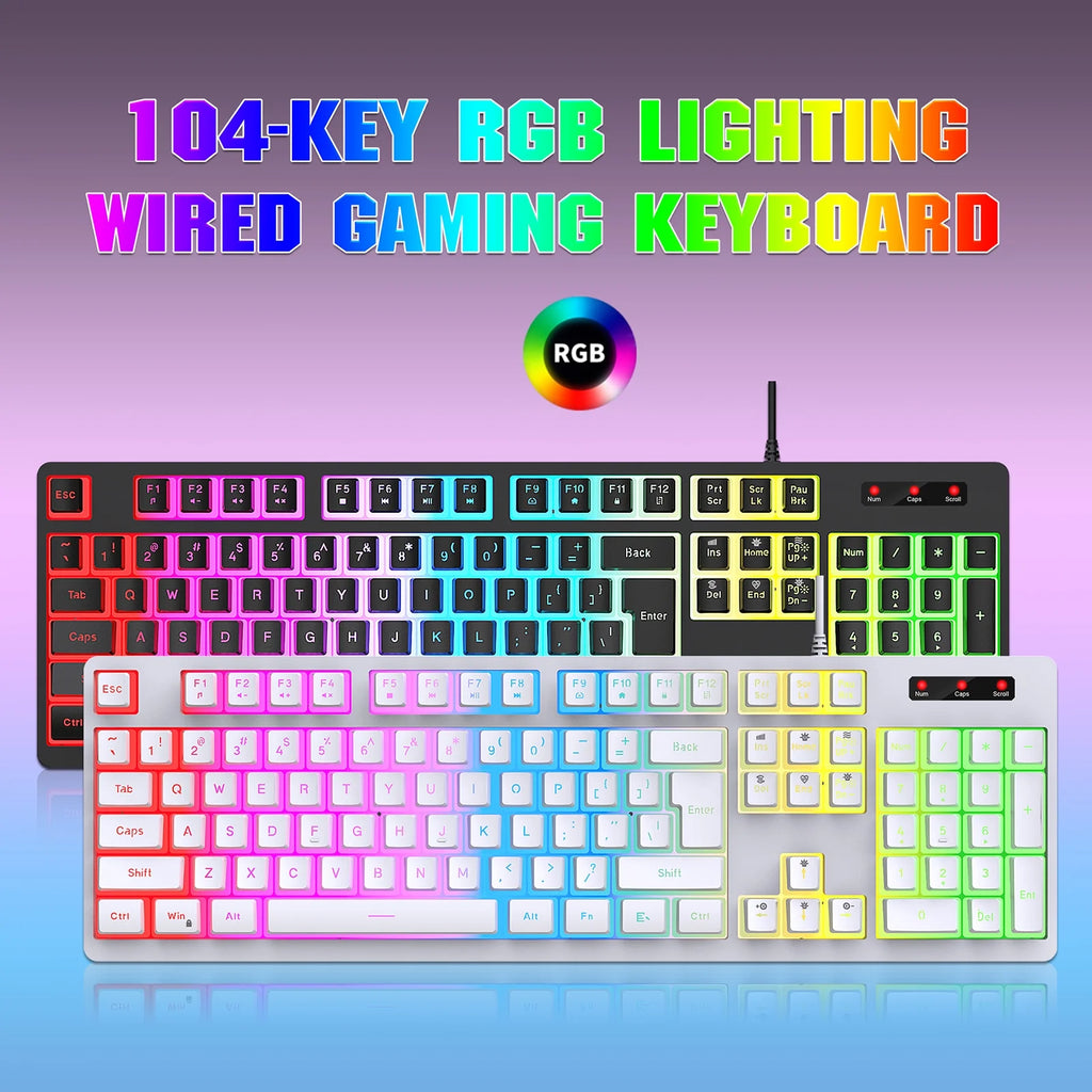 RGB Backlit Mechanical Gaming Keyboard with ABS Pudding Keycaps L938