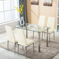 5 Piece Dining Table Set with 4 PU Leather Chairs (Beige) M902