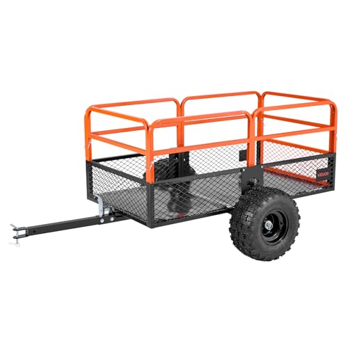 Heavy Duty Steel ATV Dump Cart, 750 lbs, 15 Cubic Feet Garden Utility with Removable Sides U9496