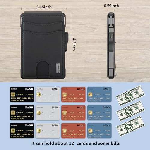 Slim Leather Bifold Wallet with Money Clip B98192