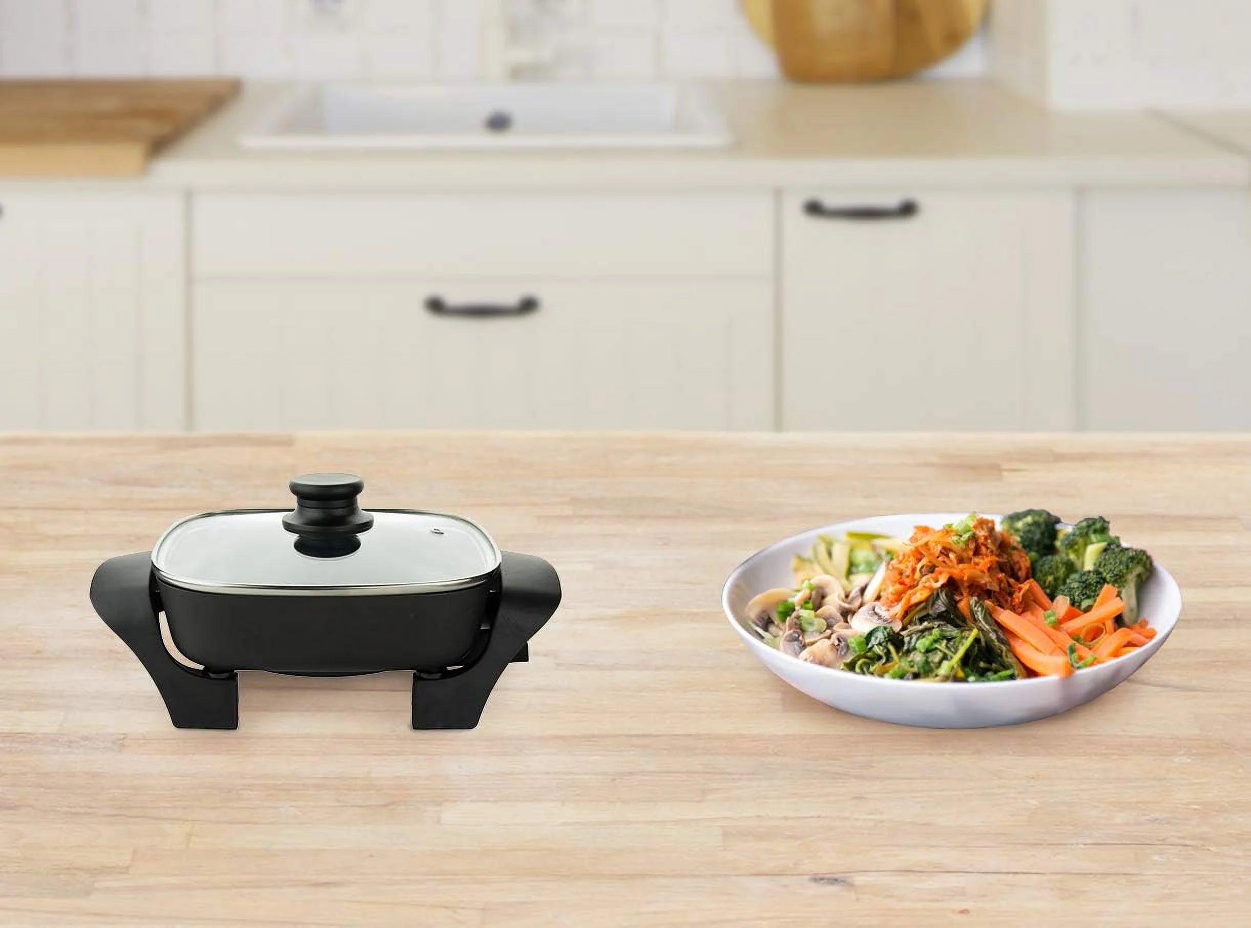 8-Inch Nonstick Electric Skillet With Glass Lid, Black S93249