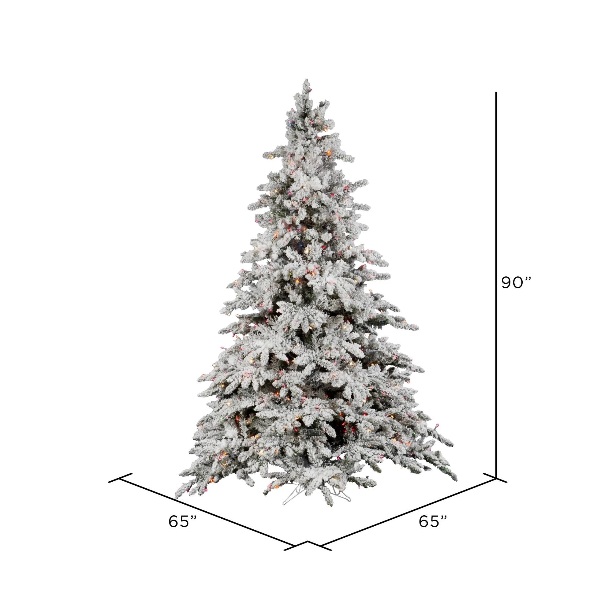 7.5 ft Flocked Utica Tree with 850 Multicolor Lights V994386