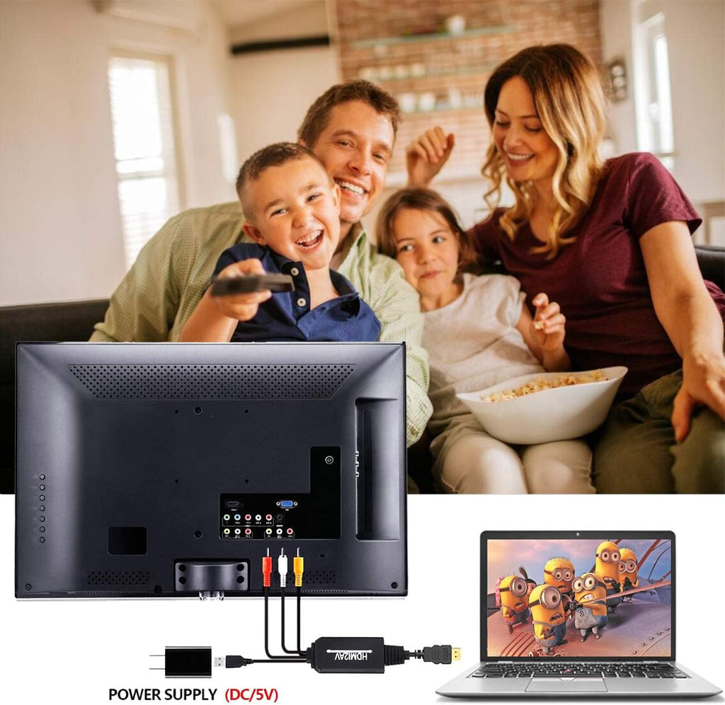 HDMI to RCA Cable Converter Adapter 1080P AV Composite Video Audio J257