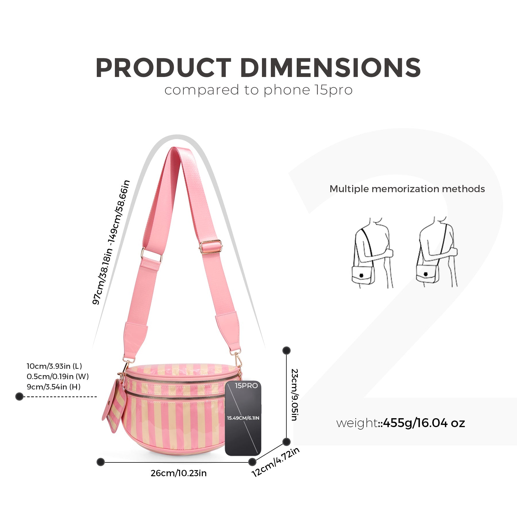 Ounamei Solid Color Crossbody Bum Bag for Women Vegan Leather Large Capacity Belt Bag for Moms & Everyday Travel