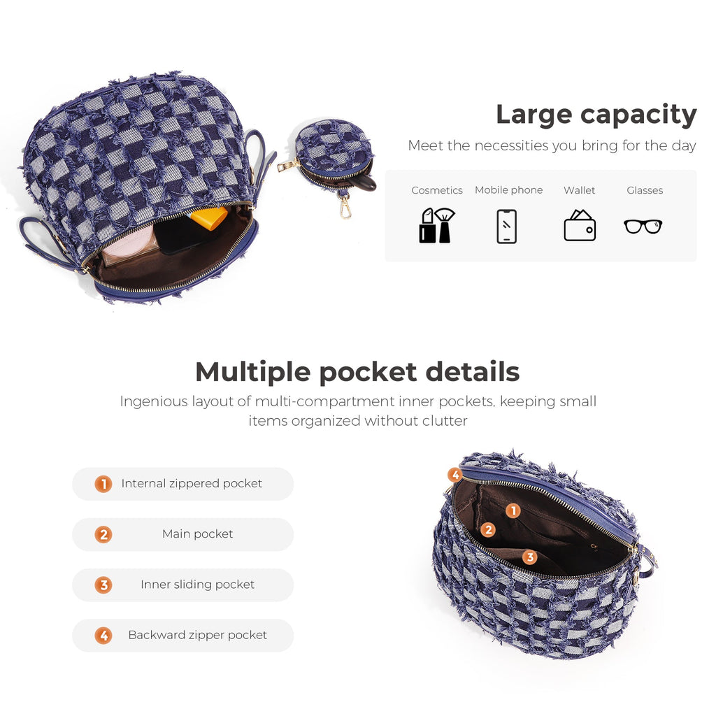 Ounamei Large Crossbody Bag for Women | Multi-Style Bag with Coin Pouch for Travel & Daily Use