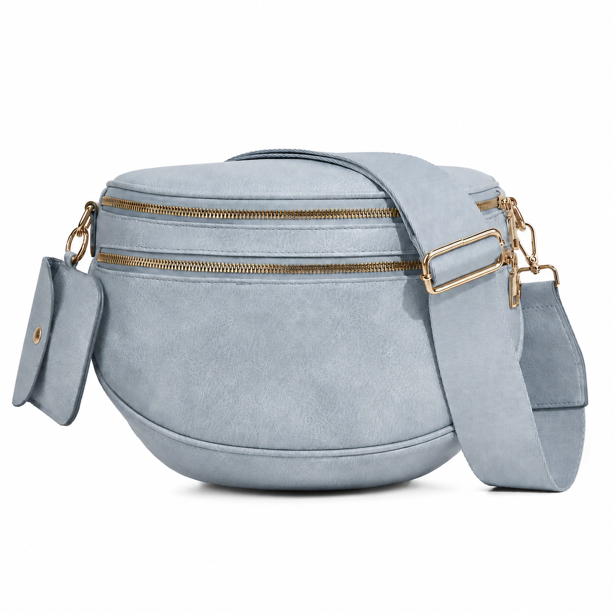 Ounamei Vegan Leather Crossbody Bum Bag for Women with Mini Pouch