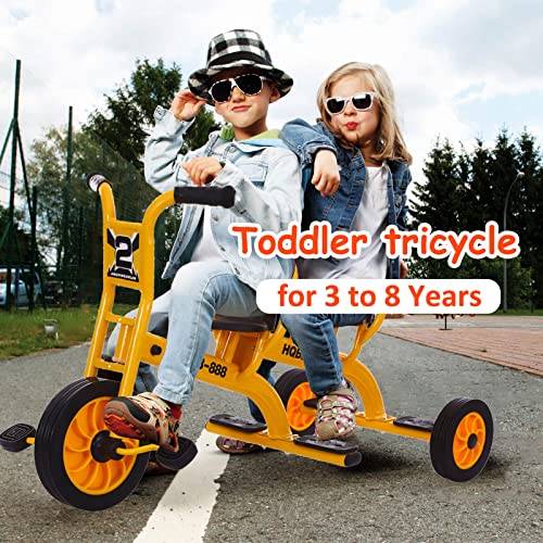 Kids Tricycle with Passenger Seat, Inflation-Free Rubber Wheels Q761