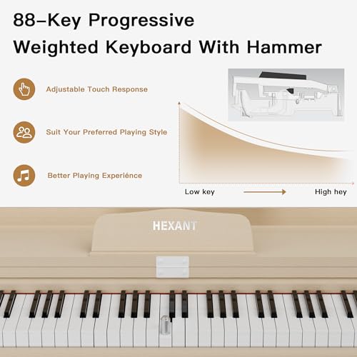 88-Key Weighted Digital Piano with 3 Pedal and Bench, Black C8514