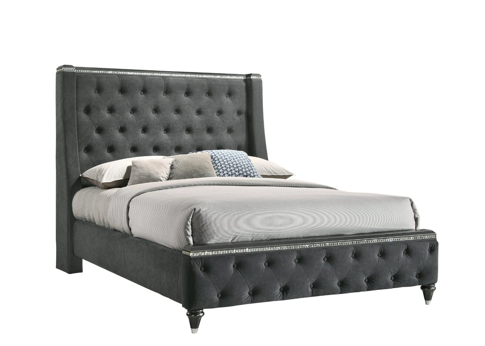 5pc Queen Size Grey Upholstered Bedroom Set T414792
